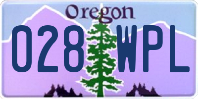 OR license plate 028WPL