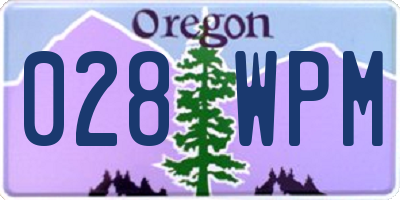 OR license plate 028WPM