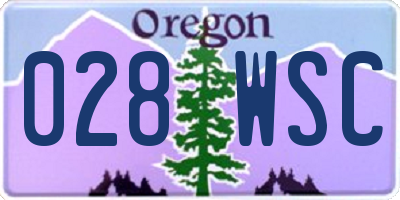 OR license plate 028WSC