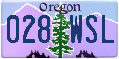 OR license plate 028WSL
