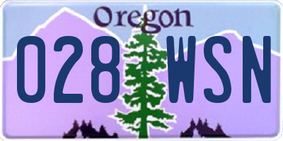OR license plate 028WSN