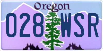 OR license plate 028WSR