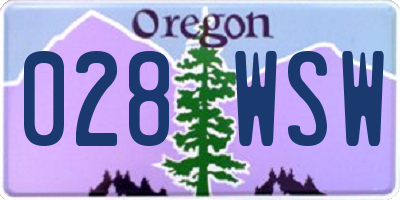 OR license plate 028WSW