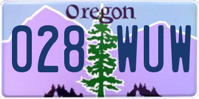 OR license plate 028WUW