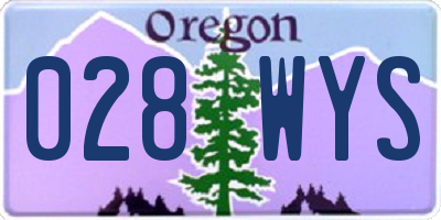 OR license plate 028WYS
