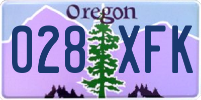 OR license plate 028XFK