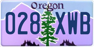 OR license plate 028XWB