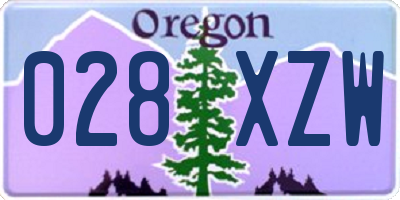 OR license plate 028XZW