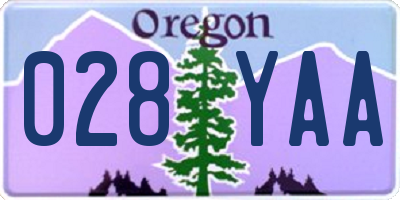 OR license plate 028YAA