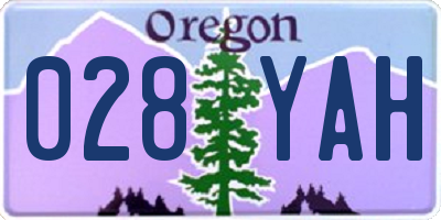 OR license plate 028YAH