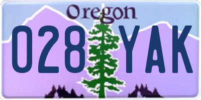 OR license plate 028YAK