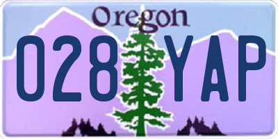 OR license plate 028YAP