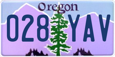 OR license plate 028YAV