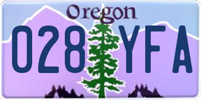 OR license plate 028YFA