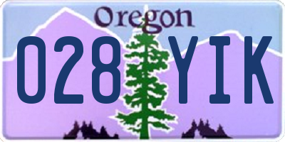 OR license plate 028YIK