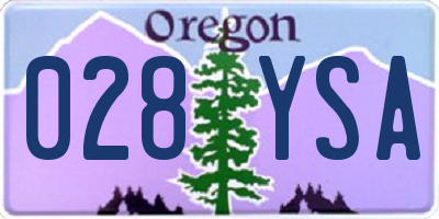 OR license plate 028YSA