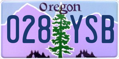 OR license plate 028YSB