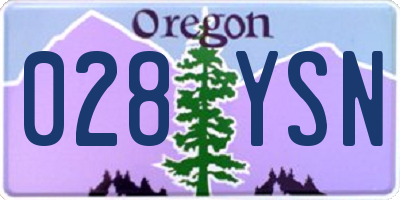 OR license plate 028YSN