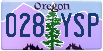 OR license plate 028YSP
