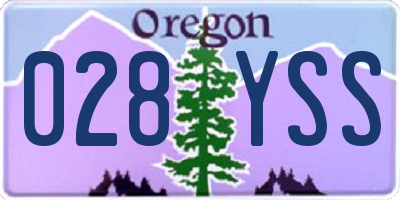 OR license plate 028YSS