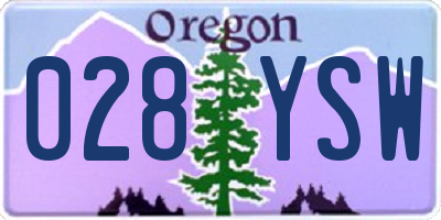 OR license plate 028YSW