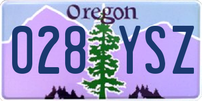 OR license plate 028YSZ