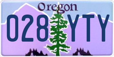 OR license plate 028YTY
