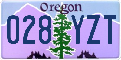 OR license plate 028YZT