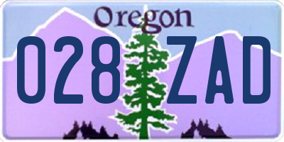 OR license plate 028ZAD