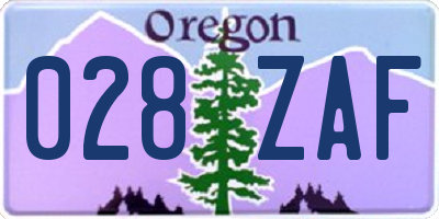 OR license plate 028ZAF