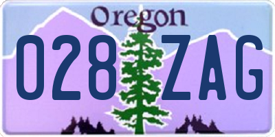OR license plate 028ZAG