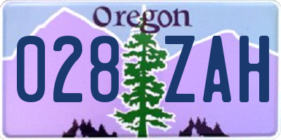 OR license plate 028ZAH