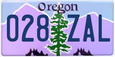 OR license plate 028ZAL