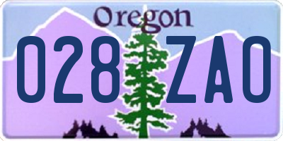OR license plate 028ZAO