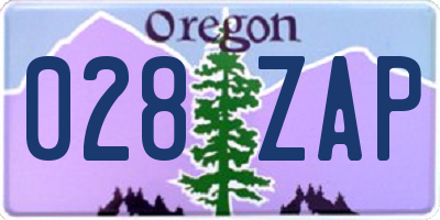 OR license plate 028ZAP