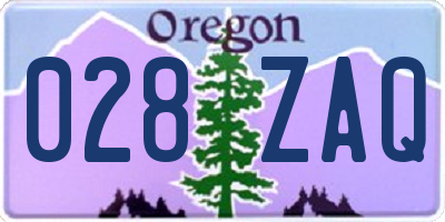 OR license plate 028ZAQ