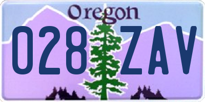 OR license plate 028ZAV