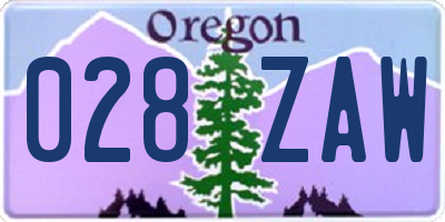 OR license plate 028ZAW