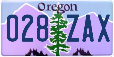 OR license plate 028ZAX