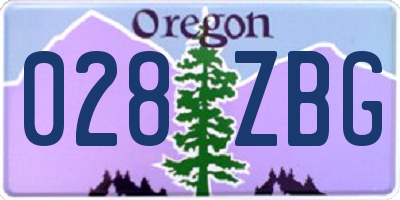 OR license plate 028ZBG