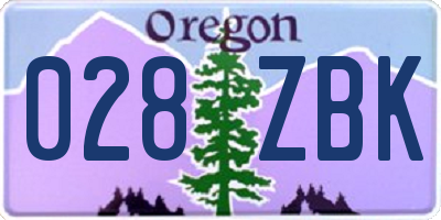 OR license plate 028ZBK