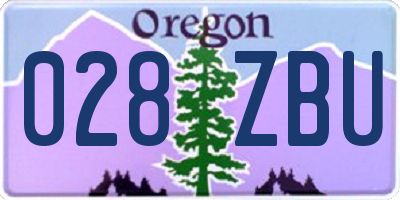 OR license plate 028ZBU