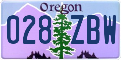 OR license plate 028ZBW