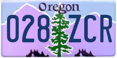 OR license plate 028ZCR