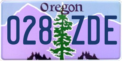 OR license plate 028ZDE