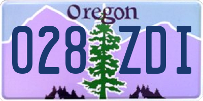 OR license plate 028ZDI