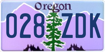 OR license plate 028ZDK