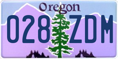OR license plate 028ZDM
