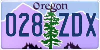 OR license plate 028ZDX
