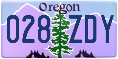 OR license plate 028ZDY